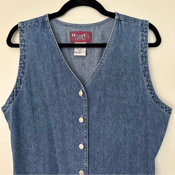 Women’s Denim & Co Denim Button-Down Dress 100% Cotton Blue Vintage Sz Medium - Picture 2 of 12